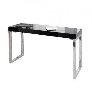 Birou negru/argintiu din metal 40x120 Gloss The Home Collection