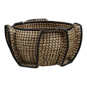 Bol decorativ din fibre naturale negru/maro 33 cm Medan House Nordic