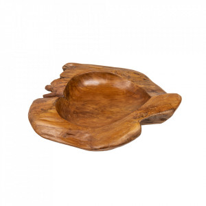 Bol decorativ maro din lemn de tec 50 cm Natural Invicta Interior