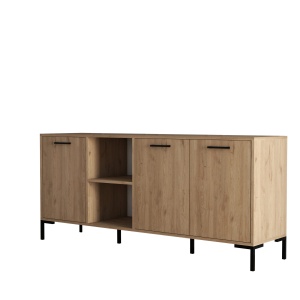 Bufet inferior maro stejar/negru din metal 180 cm Aurora The Home Collection