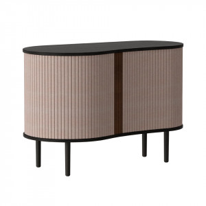 Bufet inferior negru/roz prafuit din lemn si poliester 100 cm Audacious Umage