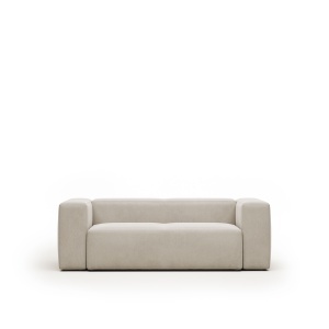 Canapea alba din textil pentru 2 persoane Blok Chenille FR Kave Home