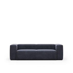 Canapea albastra din textil pentru 3 persoane Blok Chenille FR Kave Home