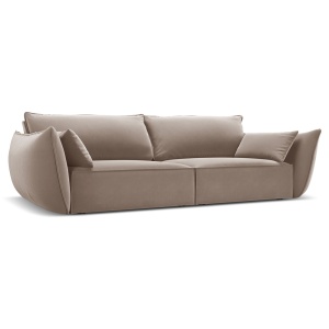 Canapea bej cappuccino din catifea pentru 3 persoane Kaelle Micadoni