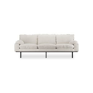 Canapea crem din textil pentru 3 persoane Retro Boucle HKliving