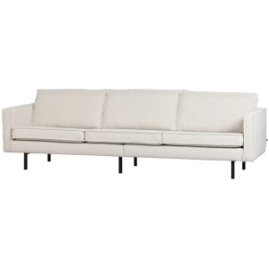 Canapea crem din textil pentru 3 persoane Rodeo Boucle Woood