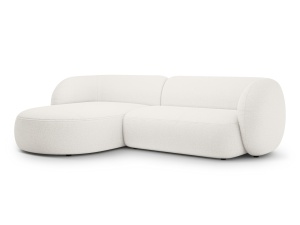 Canapea cu colt alba din textil pentru 3 persoane Kate Boucle Left Micadoni
