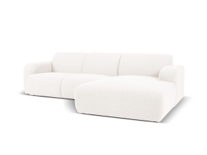 Canapea cu colt alba din textil pentru 4 persoane Molino Boucle Right Micadoni