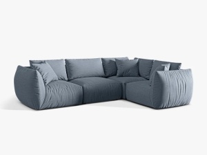 Canapea cu colt albastra din textil pentru 4 persoane Chris Alfa Right Micadoni