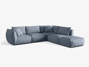 Canapea cu colt albastra din textil pentru 4 persoane Chris Right Micadoni