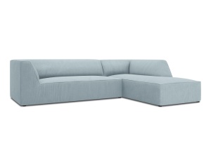 Canapea cu colt albastru deschis din textil pentru 4 persoane Ruby Scala Corduroy Right Micadoni