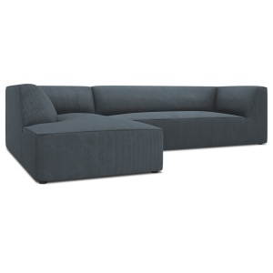 Canapea cu colt albastru inchis din textil pentru 4 persoane Ruby Corduroy Left Micadoni