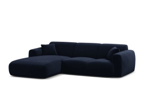 Canapea cu colt albastru royal din catifea pentru 4 persoane Molino Casbla Left Micadoni