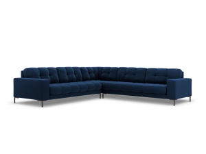 Canapea cu colt albastru royal/neagra din catifea pentru 6 persoane Mamaia Symmetrical Left Right Micadoni