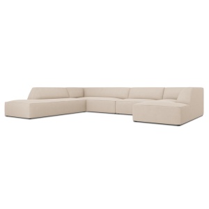 Canapea cu colt bej deschis din textil pentru 7 persoane Ruby Left Micadoni