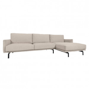 Canapea cu colt bej din poliester si lemn de pin pentru 3 persoane 254 cm Galene Right Kave Home