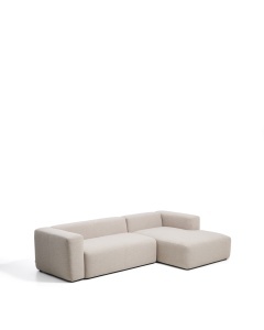 Canapea cu colt bej din textil pentru 3 persoane Blok Right Chenille Kave Home