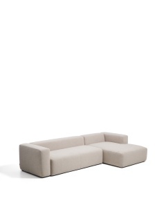 Canapea cu colt bej din textil pentru 4 persoane Blok Chenille Right 174 Kave Home