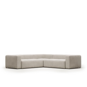 Canapea cu colt bej din textil pentru 4 persoane Blok Kave Home