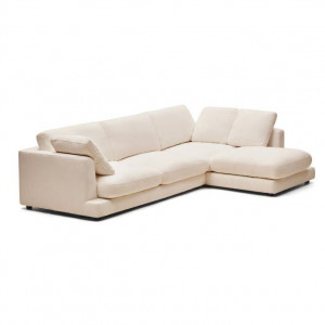 Canapea cu colt bej din textil pentru 4 persoane Gala Right Kave Home