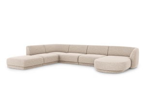 Canapea cu colt bej din textil pentru 6 persoane Miley Eden Chenille Panoramic Left Micadoni