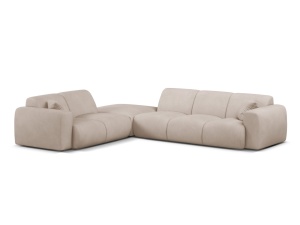 Canapea cu colt bej din textil pentru 6 persoane Molino Chenile Left Micadoni