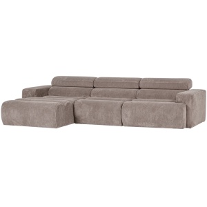 Canapea cu colt bej nisipiu din textil 300 cm Novi Rib Left Woood