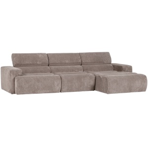 Canapea cu colt bej nisipiu din textil 300 cm Novi Rib Right Woood