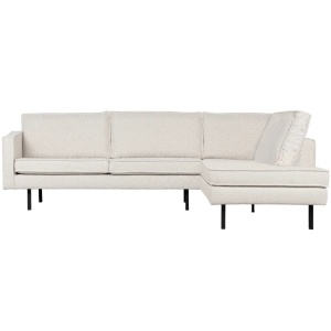 Canapea cu colt crem din catifea 266 cm Rodeo Right Boucle Woood
