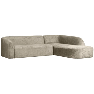 Canapea cu colt crem din catifea 274 cm Sloping Right Woood