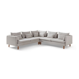 Canapea cu colt crem din textil 285 cm Flexy L Velvet The Home Collection