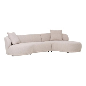 Canapea cu colt crem din textil 294 cm Kingston Right House Nordic