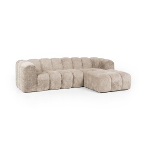 Canapea cu colt din textil bej pentru 3 persoane Gajos Right Quiet Object