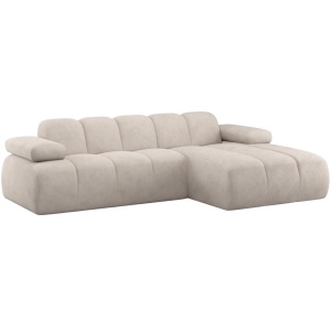 Canapea cu colt ecru din textil 284 cm Mojo Rib Right Woood