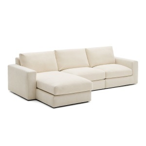 Canapea cu colt ecru din textil pentru 4 persoane Alea Left Kave Home