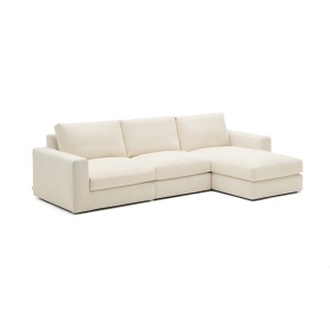 Canapea cu colt ecru din textil pentru 4 persoane Alea Right Kave Home