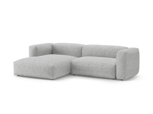 Canapea cu colt extensibila argintie din textil pentru 4 persoane Martina Boucle Left Micadoni