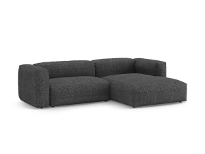 Canapea cu colt extensibila gri antracit din textil pentru 4 persoane Martina Boucle Right Micadoni