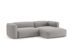 Canapea cu colt extensibila gri deschis din textil pentru 4 persoane Martina Right Micadoni