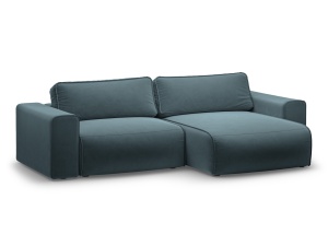 Canapea cu colt extensibila gri din catifea pentru 3 persoane Victor Right Micadoni