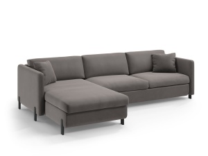 Canapea cu colt extensibila gri din catifea pentru 5 persoane Gloria Left Micadoni