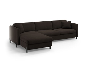 Canapea cu colt extensibila gri inchis din textil pentru 5 persoane Gloria Left Micadoni