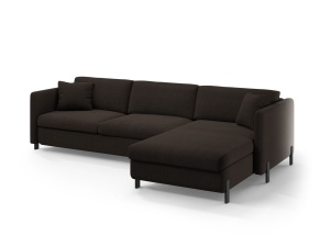 Canapea cu colt extensibila gri inchis din textil pentru 5 persoane Gloria Right Micadoni