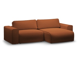 Canapea cu colt extensibila maro caramiziu din textil pentru 3 persoane Victor Right Micadoni