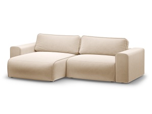 Canapea cu colt extensibila nude din catifea pentru 3 persoane Victor Left Micadoni