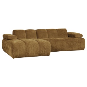 Canapea cu colt galben miere din textil 284 cm Mojo Rib Left Woood