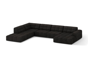 Canapea cu colt gri antracit din textil pentru 7 persoane Jennifer Panoramic Chenille Left Micadoni