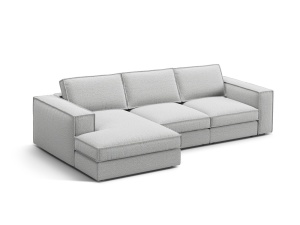 Canapea cu colt gri deschis din textil pentru 3 persoane Pola Left Micadoni