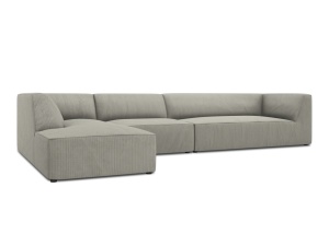 Canapea cu colt gri deschis din textil pentru 5 persoane Ruby Corduroy Left Micadoni