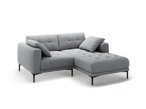 Canapea cu colt gri din catifea pentru 2 persoane Bemy Right Velvet Micadoni